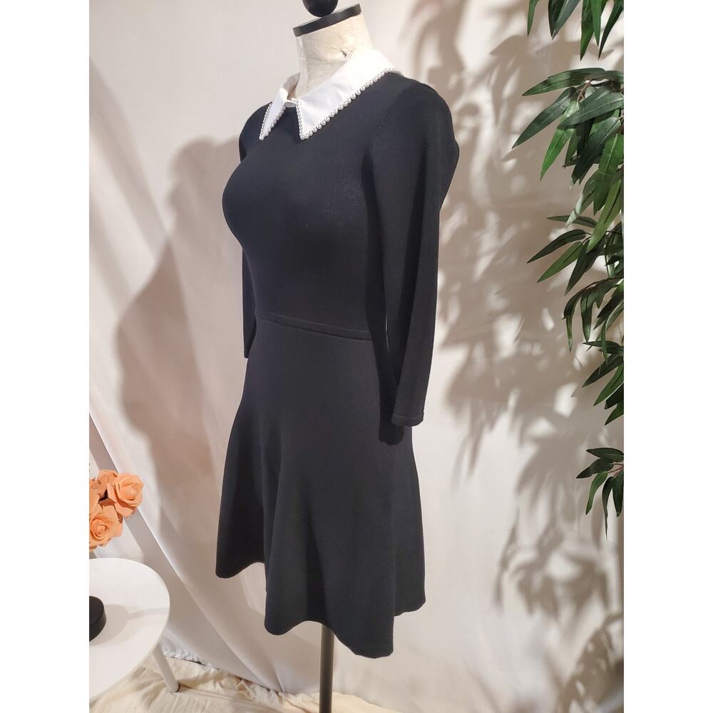Vtg BCX Pearl Peter Pan Pearl Collar Knit Dress Sz XS Wednesday Addams Goth Y2K - Picture 5 of 12